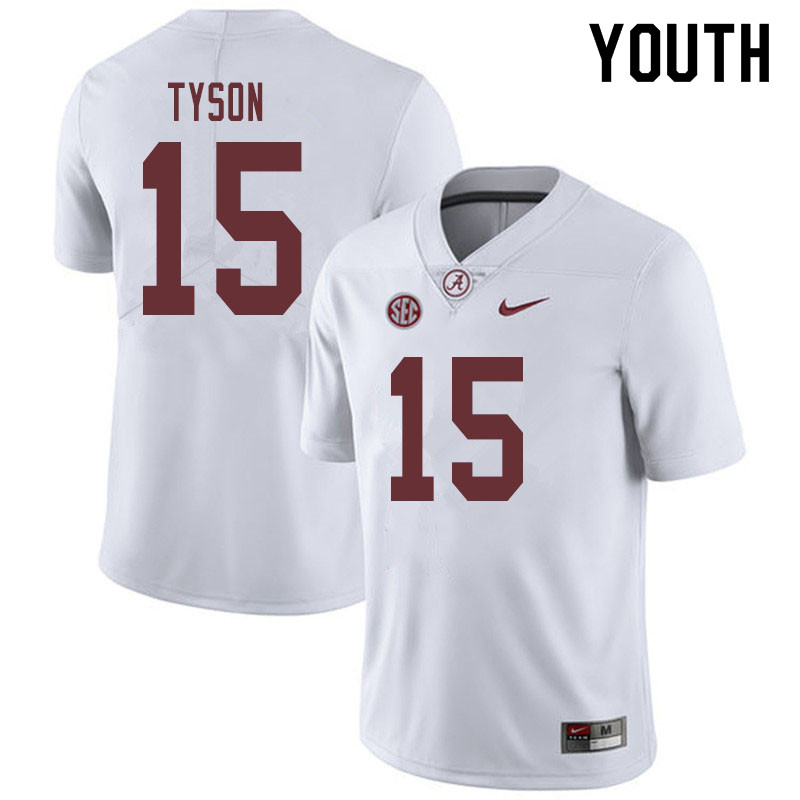 Alabama Crimson Tide Youth Paul Tyson #15 White NCAA Nike Authentic Stitched 2019 College Football Jersey HD16P22JX